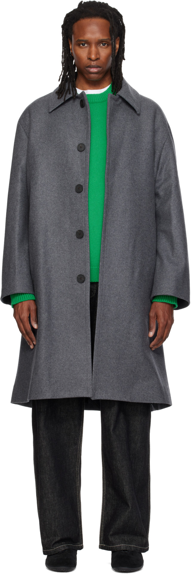 Studio Nicholson: Gray Wool Overcoat | SSENSE