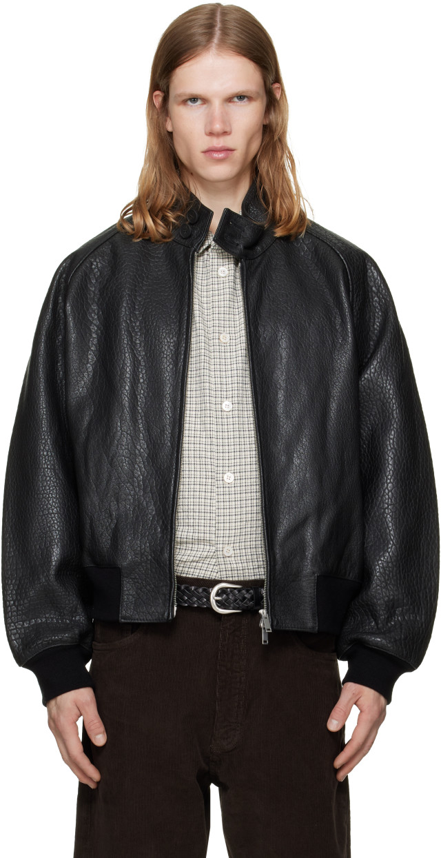 Studio Nicholson: Black Over Leather Jacket | SSENSE