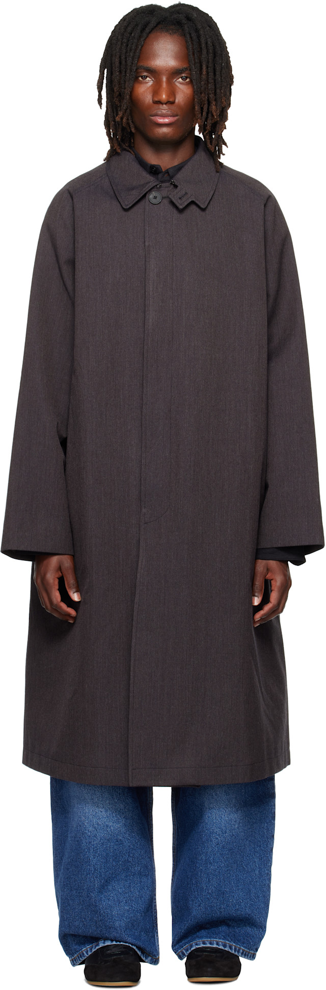 Studio Nicholson: Brown Crowe Trench Coat | SSENSE