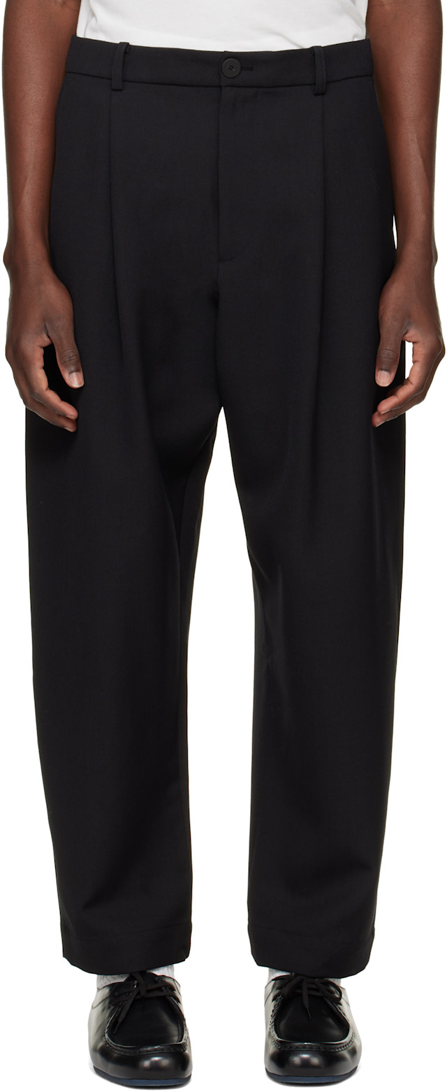 Studio Nicholson: Black Tuck Pleated Trousers | SSENSE