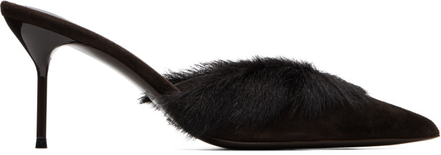 Paris Texas: Brown Lidia 70mm Suede Mule Heels | SSENSE