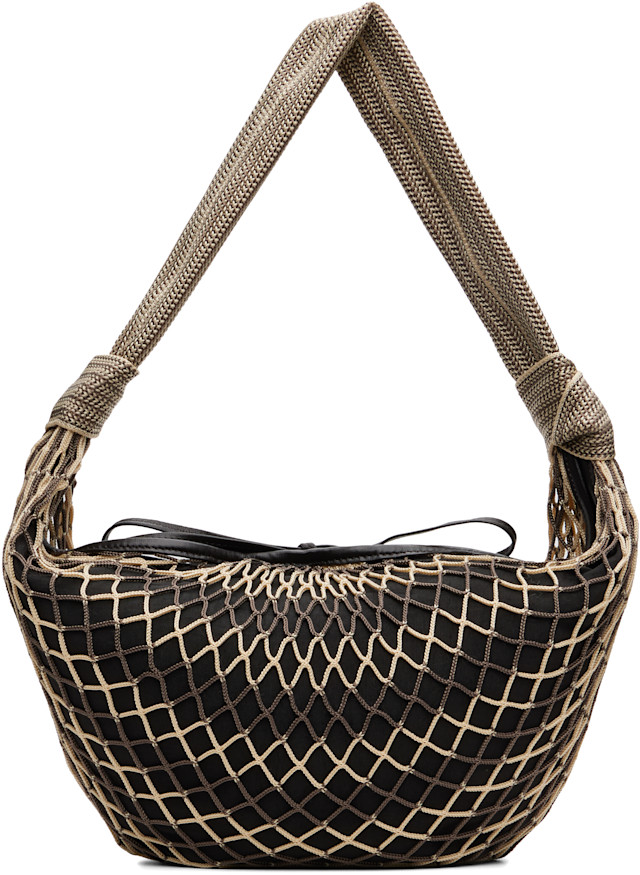 LEMAIRE: Beige & Brown Fortune Croissant Filt Bag | SSENSE