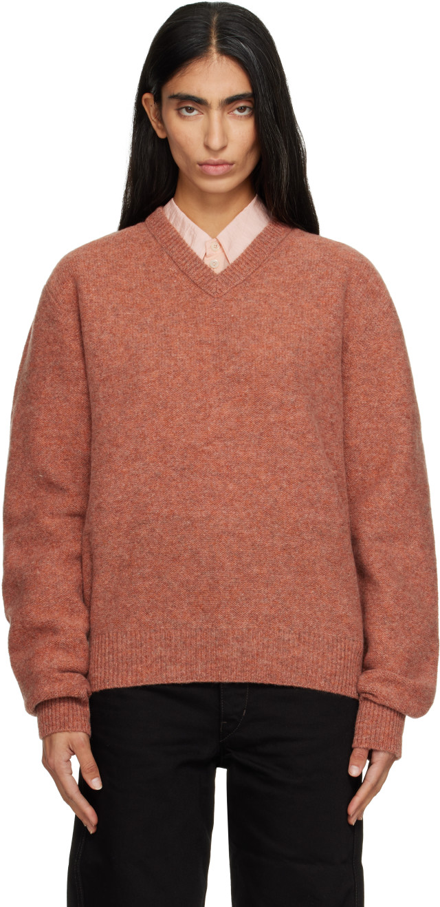 LEMAIRE リバーシブル V-Neck Liner LEMAIRE: Pink V-Neck Sweater | SSENSE