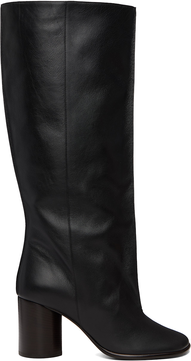 LEMAIRE: Black Crease Sleeve Tall Boots | SSENSE