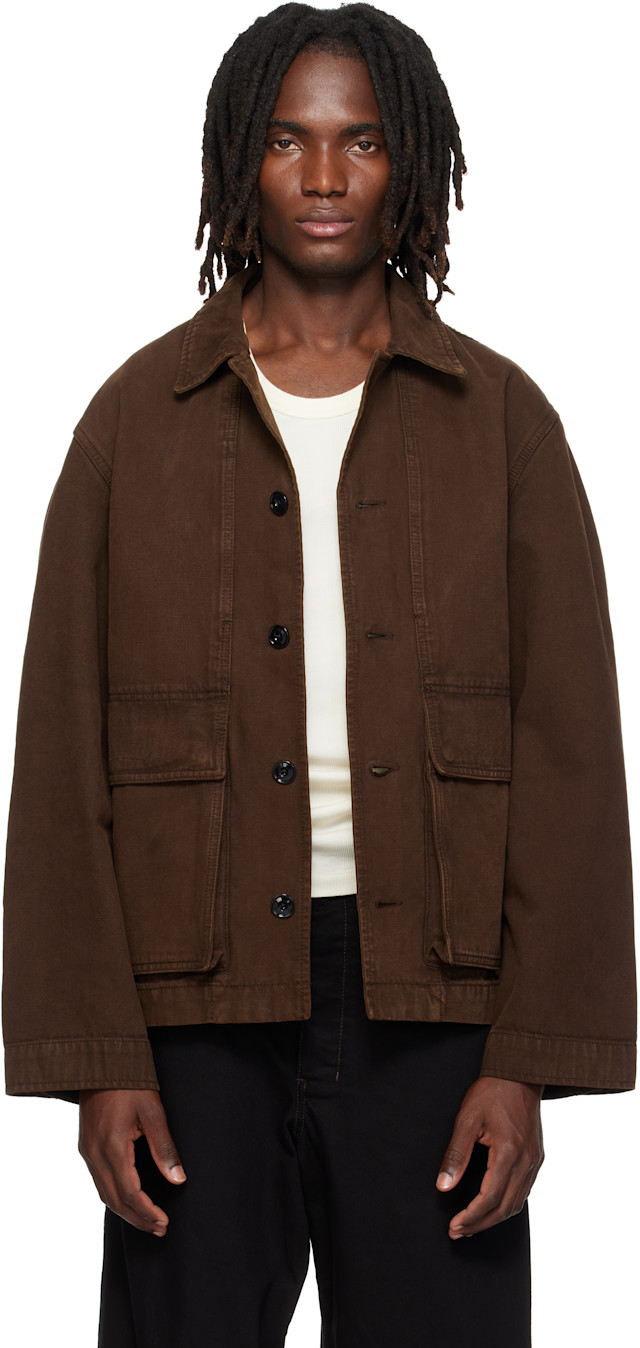LEMAIRE: Brown Boxy Denim Jacket | SSENSE