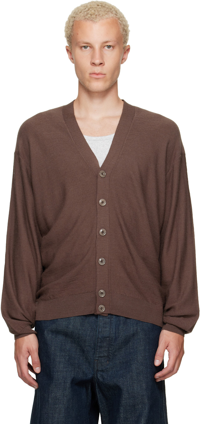 LEMAIRE “TWISTED CARDIGAN” sizeS LEMAIRE: Brown Relaxed Twisted Cardigan | SSENSE