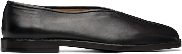 LEMAIRE: Black Flat Piped Slippers | SSENSE