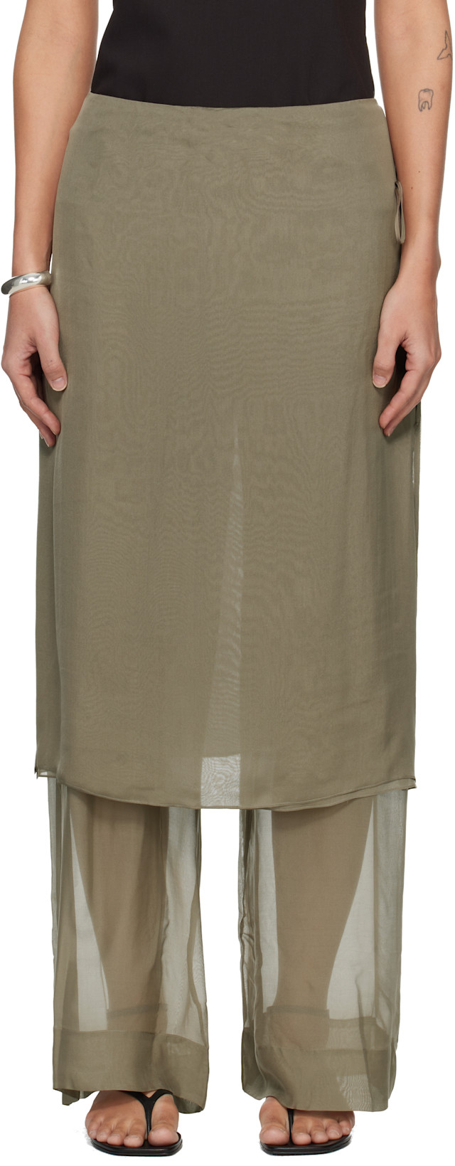 Paloma Wool: Khaki Low Silk Archive Trousers | SSENSE