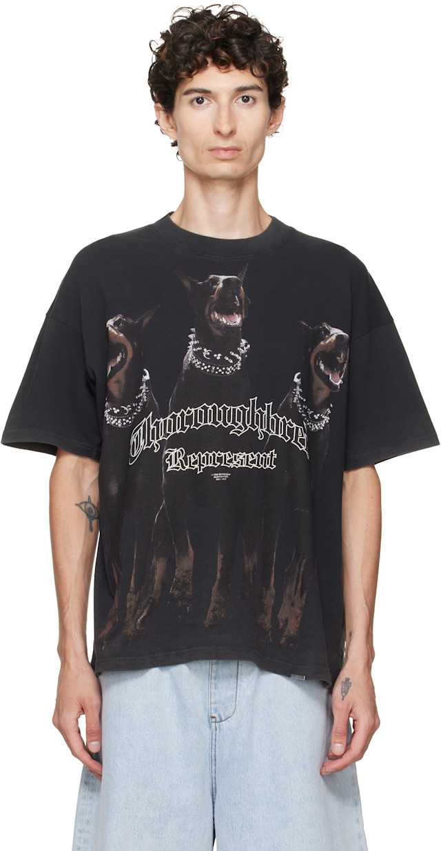 Represent: Black Thoroughbred T-shirt | SSENSE