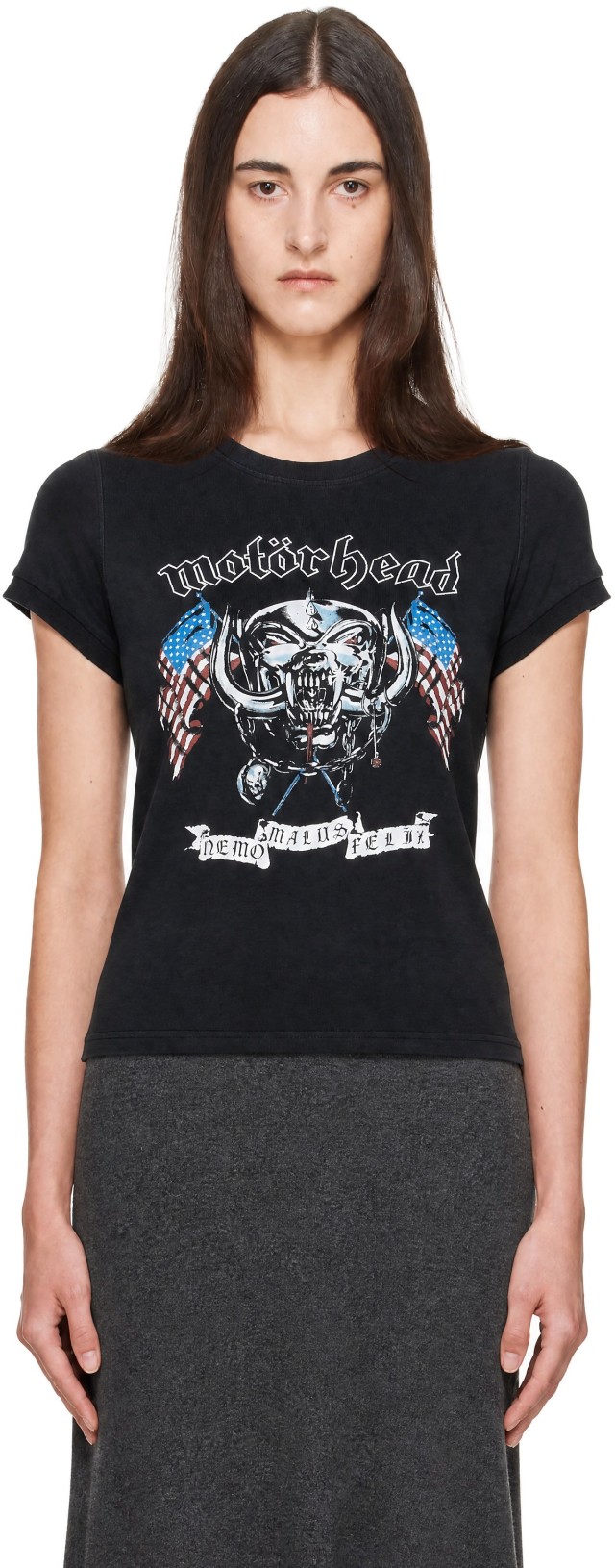 VETEMENTS: Black Motorhead Edition Flag Fitted T-shirt | SSENSE