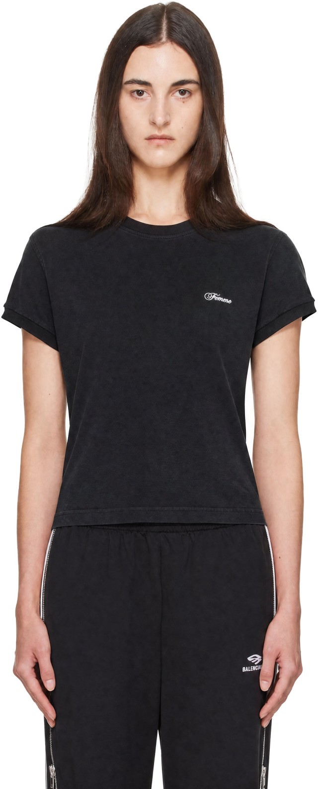 VETEMENTS: Black 'Femme' Fitted T-shirt | SSENSE