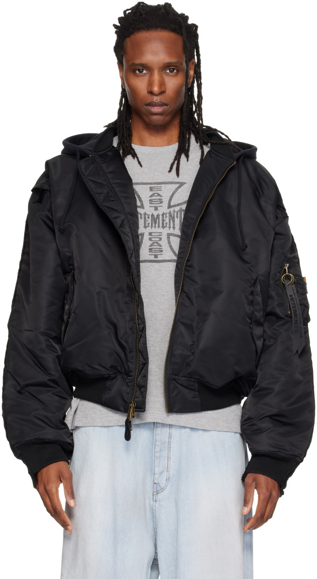VETEMENTS ヴェトモン リバーシブルエンジェルボンバー Lサイズ 美中古 VETEMENTS: ブラック リコンストラクト ボンバージャケット | SSENSE 日本