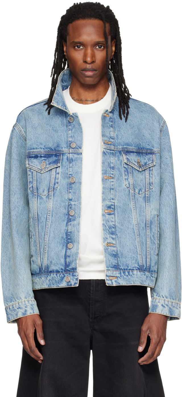 VETEMENTS: Blue Fitted Denim Jacket | SSENSE
