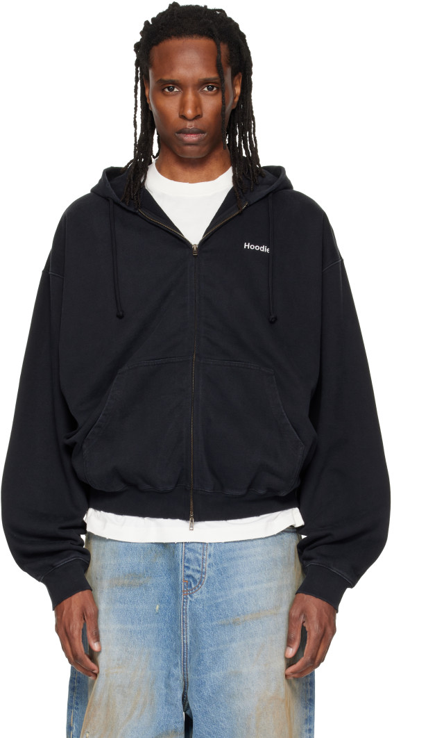 VETEMENTS: ブラック 'Hoodie Definition' ジップアップフーディ