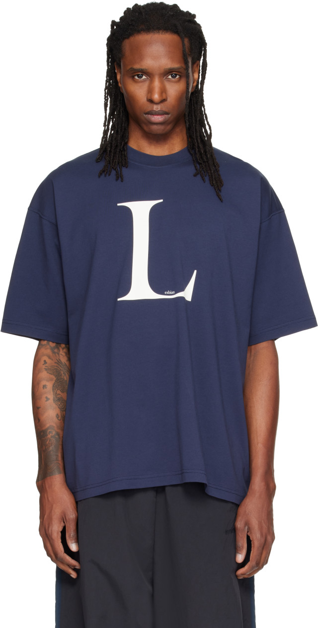 VETEMENTS: ネイビー 'L-esbian' オーバーサイズ Tシャツ | SSENSE 日本