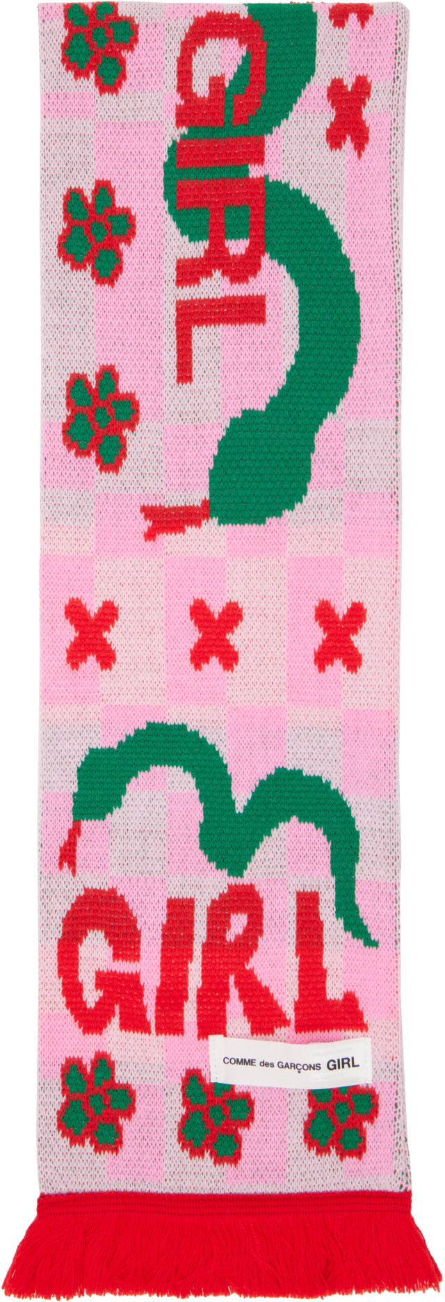 Comme des Garçons Girl: ピンク Knitted Stole マフラー | SSENSE 日本