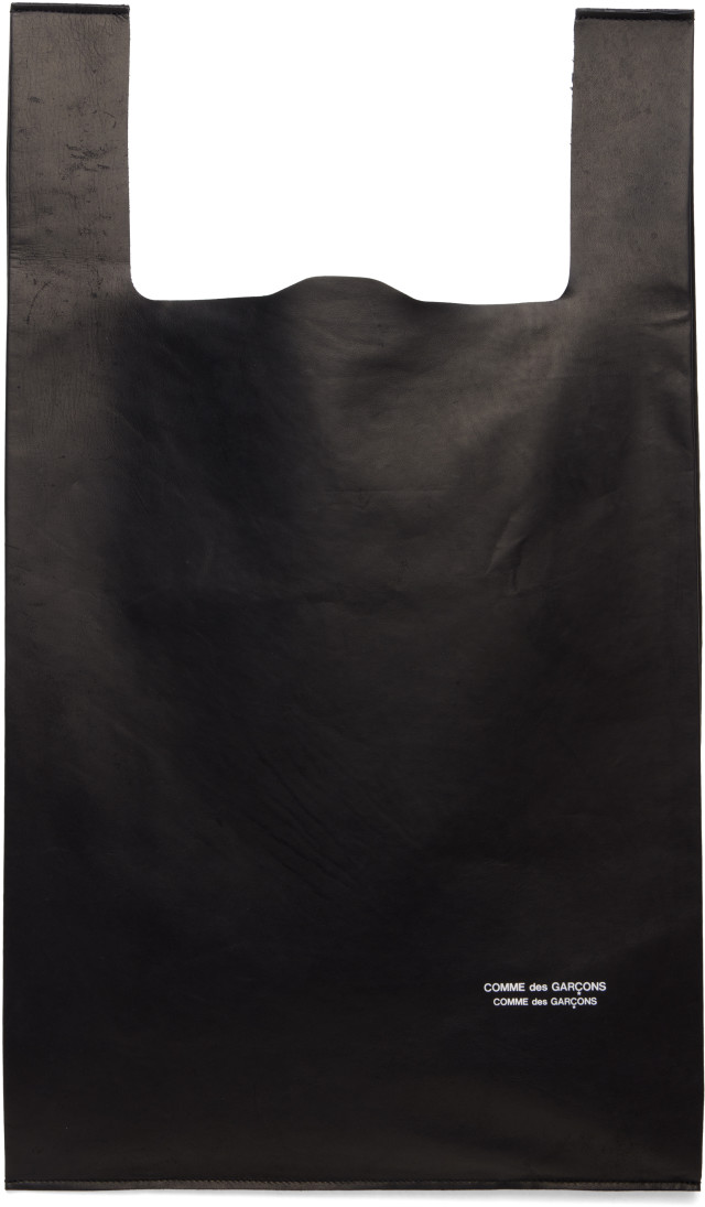 Comme des Garçons Comme des Garçons: Black Large Leather Tote | SSENSE
