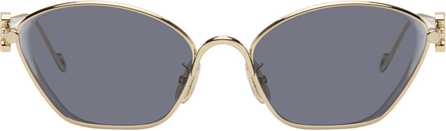 LOEWE: Gold Anagram Hexagonal Sunglasses | SSENSE