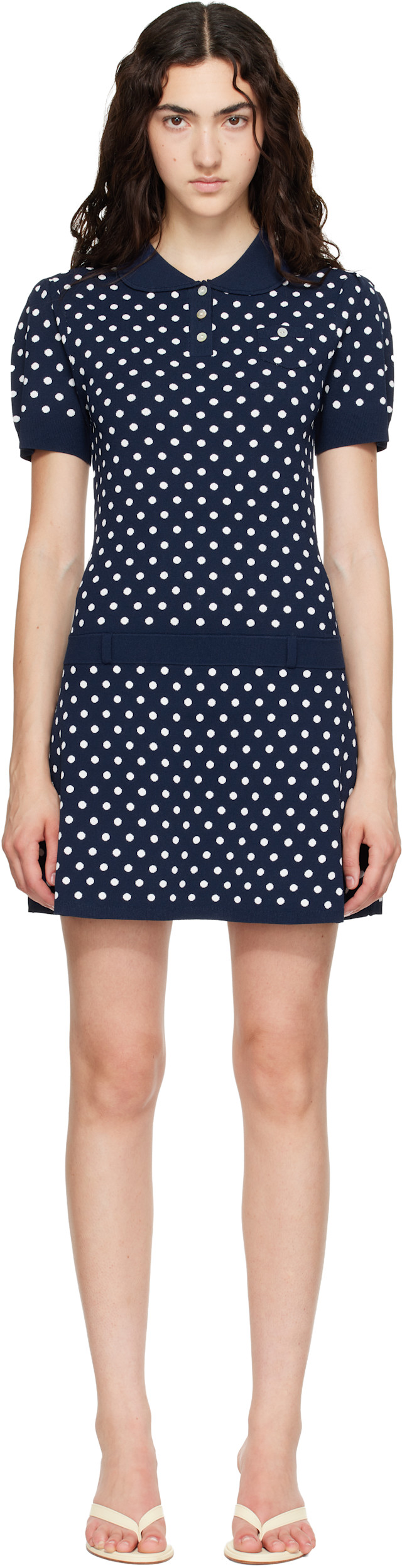 Sandy Liang: Navy Tumi Sweater Minidress | SSENSE