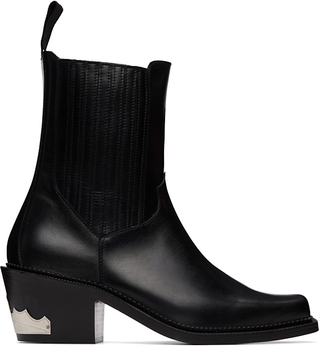 Toga virilis ヒールブーツ Toga Virilis: Black Hard Leather Chelsea Boots | SSENSE