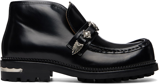 新品 TOGA VIRILIS BLACK SOFT LEATHER 42 Toga Virilis: ブラック レザー ブーツ | SSENSE 日本