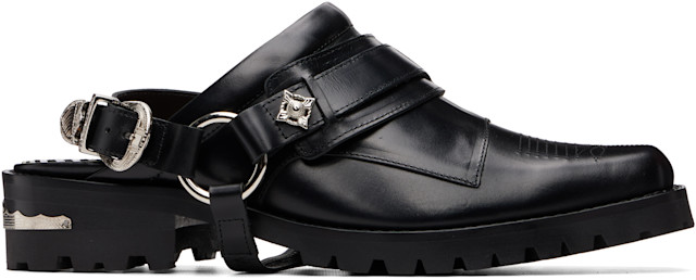 toga virilis 2トーンローファー Toga Virilis: Black Leather Slip-on Loafers | SSENSE