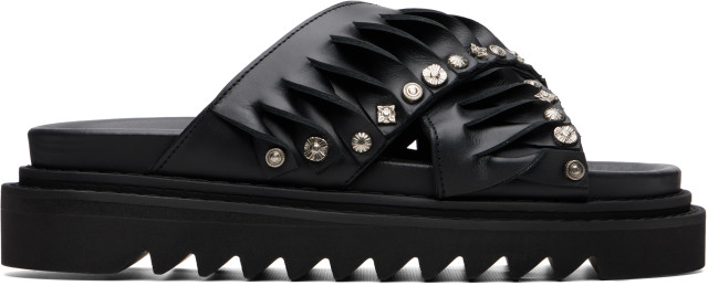 美品　TOGA VIRILIS SANDAL 38 Toga Virilis: Black Leather Sandals | SSENSE