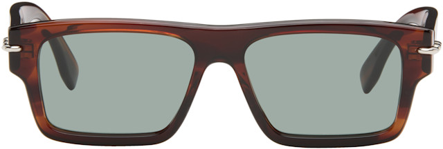 【美品】FENDI スクエアサングラス クリアブラウン FF0317/S Fendi: ブラウン 'Fendi Selleria' サングラス | SSENSE 日本