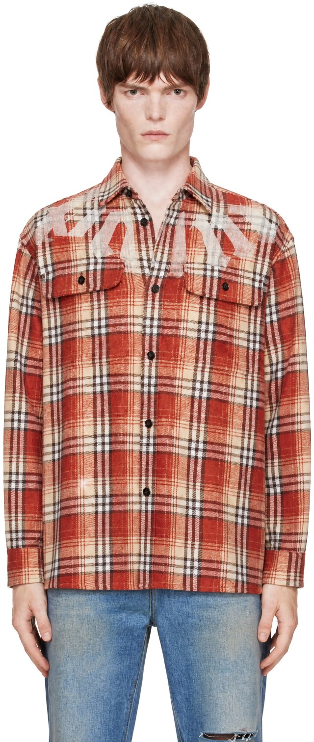 Palm Angels: オレンジ Big Neck Logo ルーズ オーバーシャツ | SSENSE