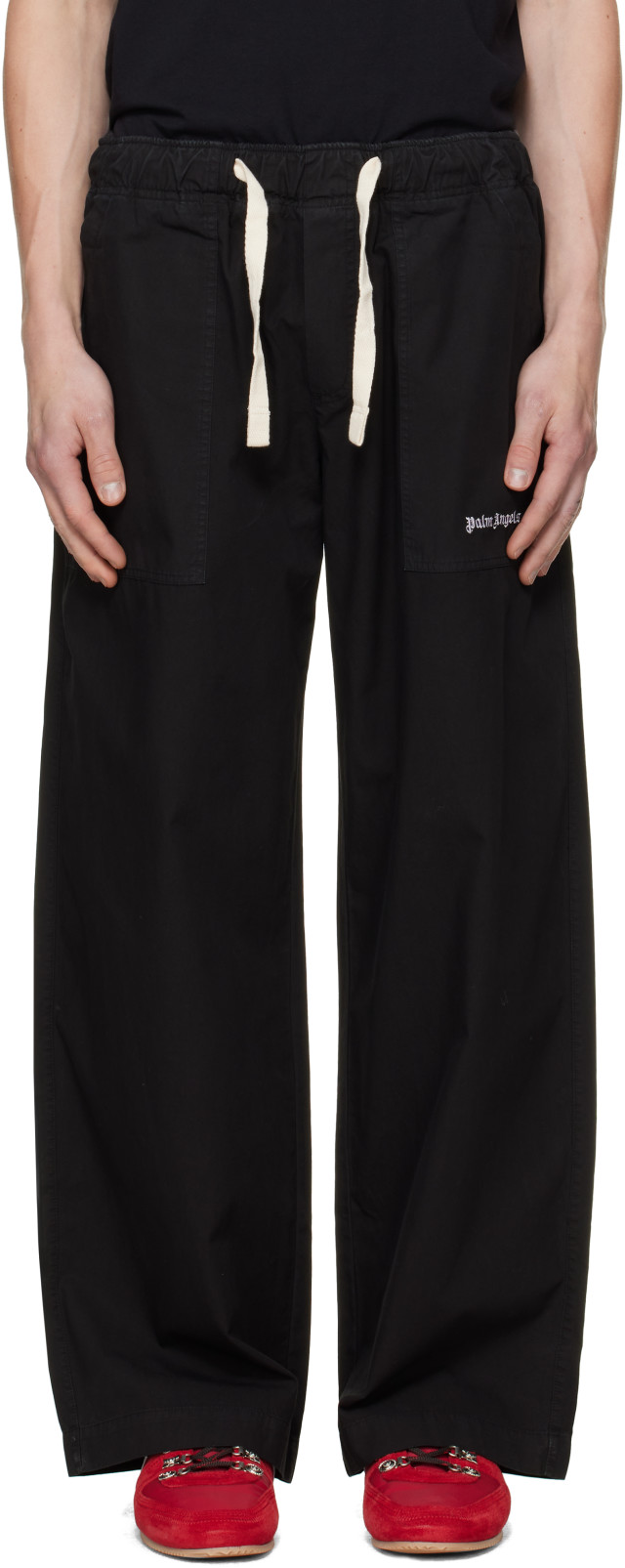 Palm Angels: Black Classic Logo Loose Trousers | SSENSE