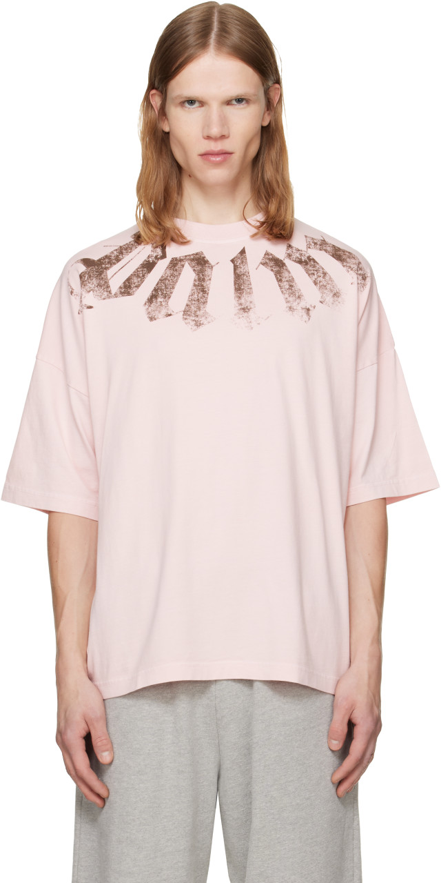 Palm Angels: Pink Big Neck Logo Loose T-shirt | SSENSE