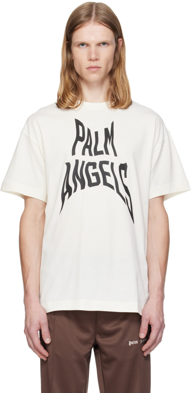 Palm Angels: オフホワイト Distorted レギュラーフィット Tシャツ