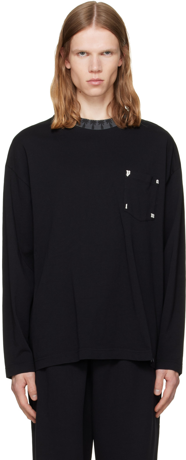 Palm Angels: Black Palm Rib Long Sleeve T-shirt | SSENSE