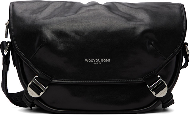 WOOYOUNGMI　ウーヨンミ　ブラック　ショルダーバッグ WOOYOUNGMI: Black Crossbody Satchel | SSENSE