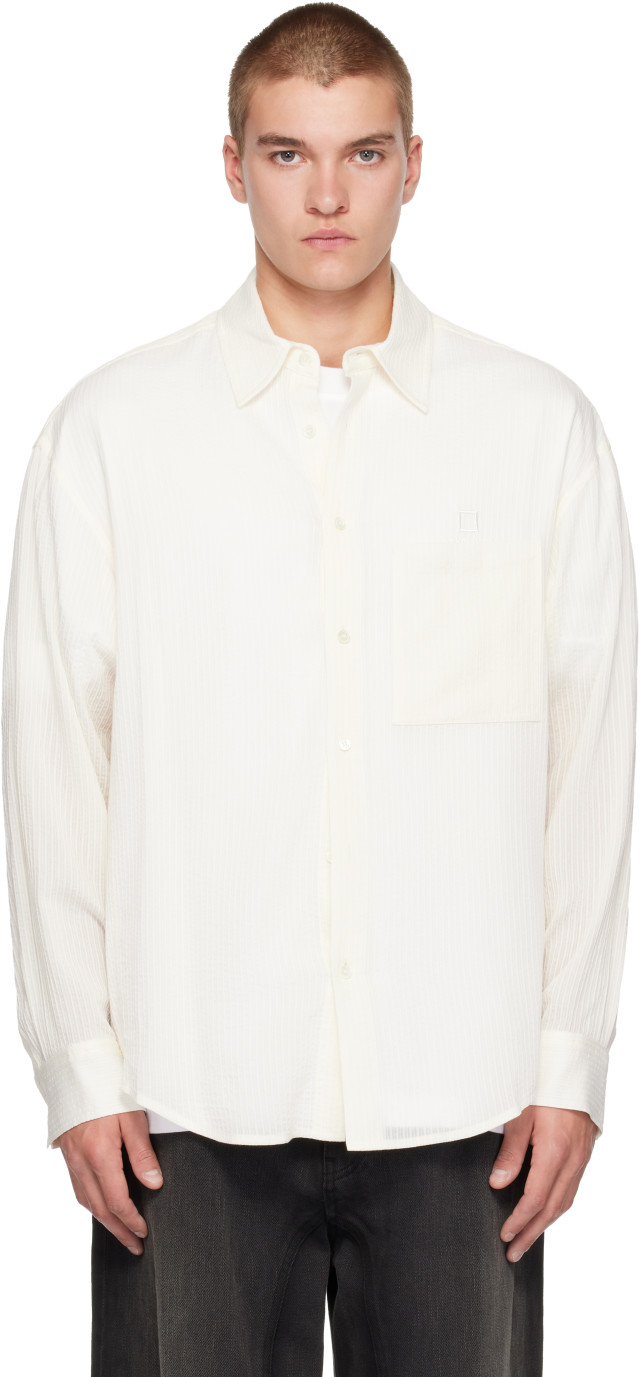 WOOYOUNGMI: White Pattern Stripe Shirt | SSENSE