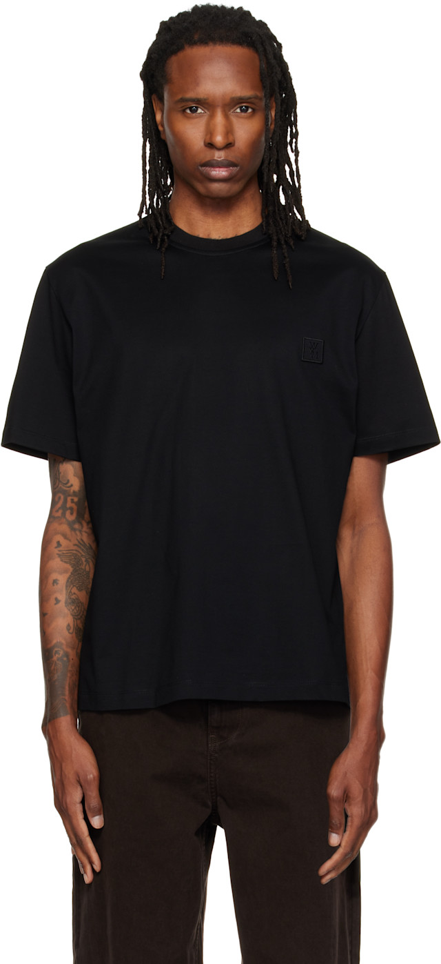 WOOYOUNGMI: ブラック Flower バックロゴ Tシャツ | SSENSE 日本