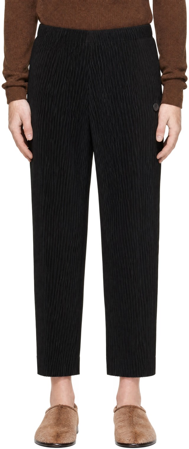 HOMME PLISSÉ ISSEY MIYAKE: Black September Slash Trousers | SSENSE