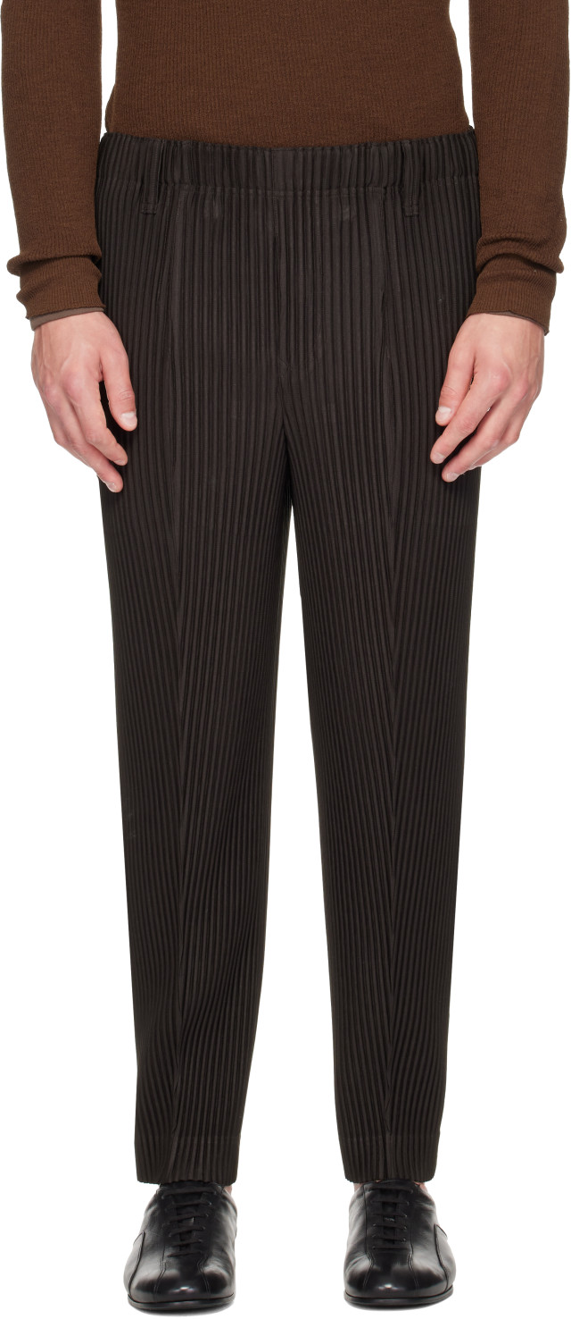 Homme plisse オムプリッセ HOMME PLISSÉ ISSEY MIYAKE: Brown Compleat Trousers | SSENSE