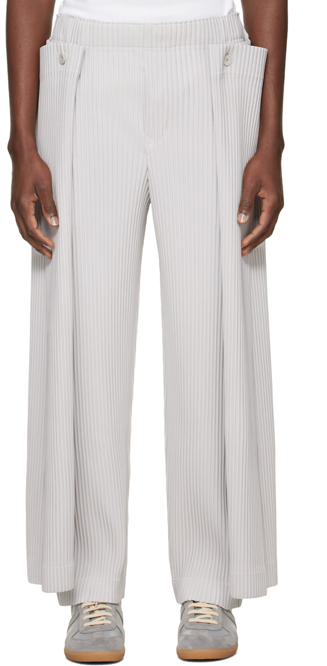 HOMME PLISSÉ ISSEY MIYAKE: Gray Motion Blur Trousers | SSENSE