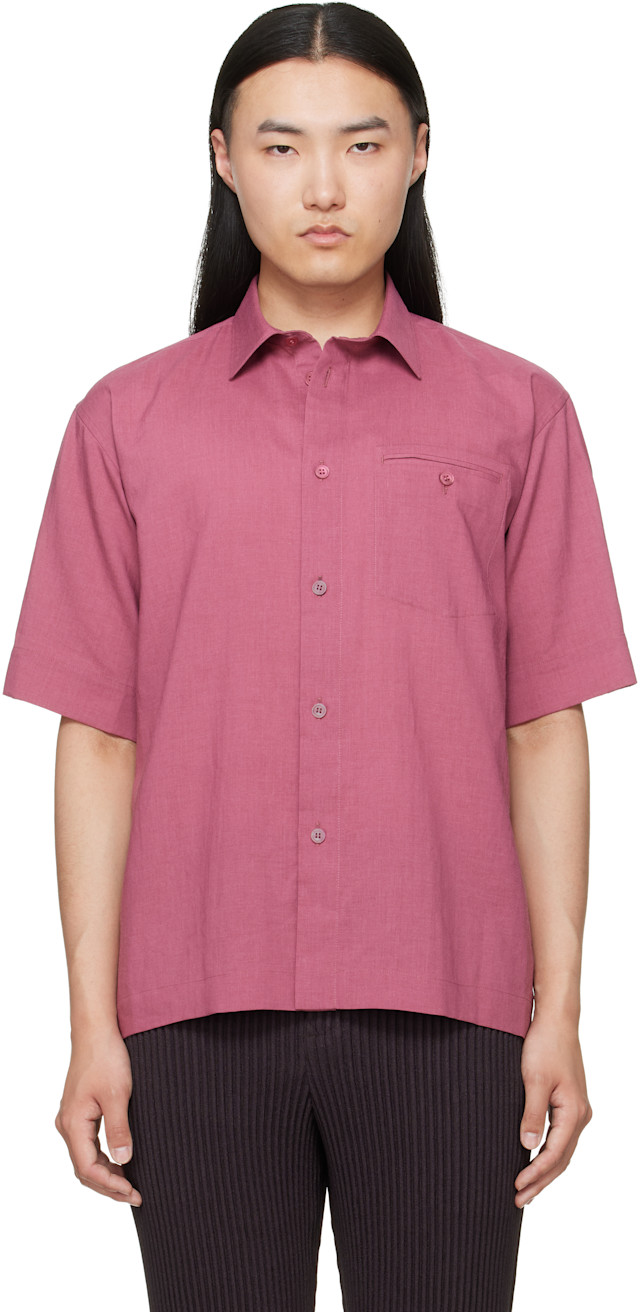 HOMME PLISSÉ ISSEY MIYAKE: Red PL Ramie Shirt | SSENSE South Korea