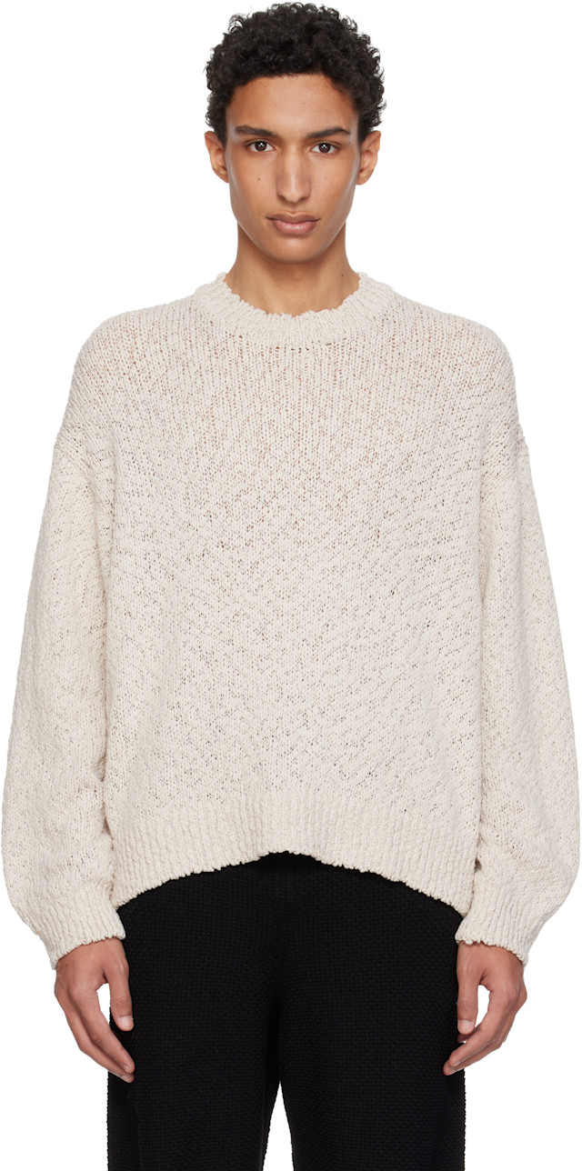 HOMME PLISSÉ ISSEY MIYAKE: Beige Risotto Knit Sweater | SSENSE