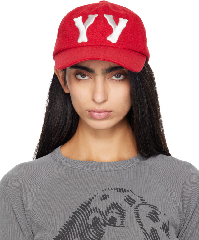 帽子 OPEN YY Woven YY HEART BONE BALL OPEN YY: Red 'Yy' Wool Heart Bone Ball Cap | SSENSE Canada