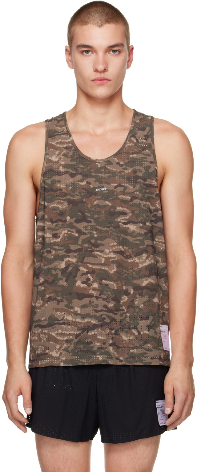 SATISFY Space-O™ ノースリーブタンクトップ size 3 Satisfy: カーキ Space-O Running タンクトップ | SSENSE 日本