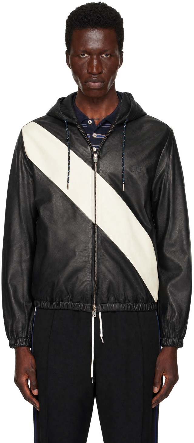  WALES BONNER ライトアノラック Wales Bonner: Black & Off-White Vista Leather Anorak | SSENSE