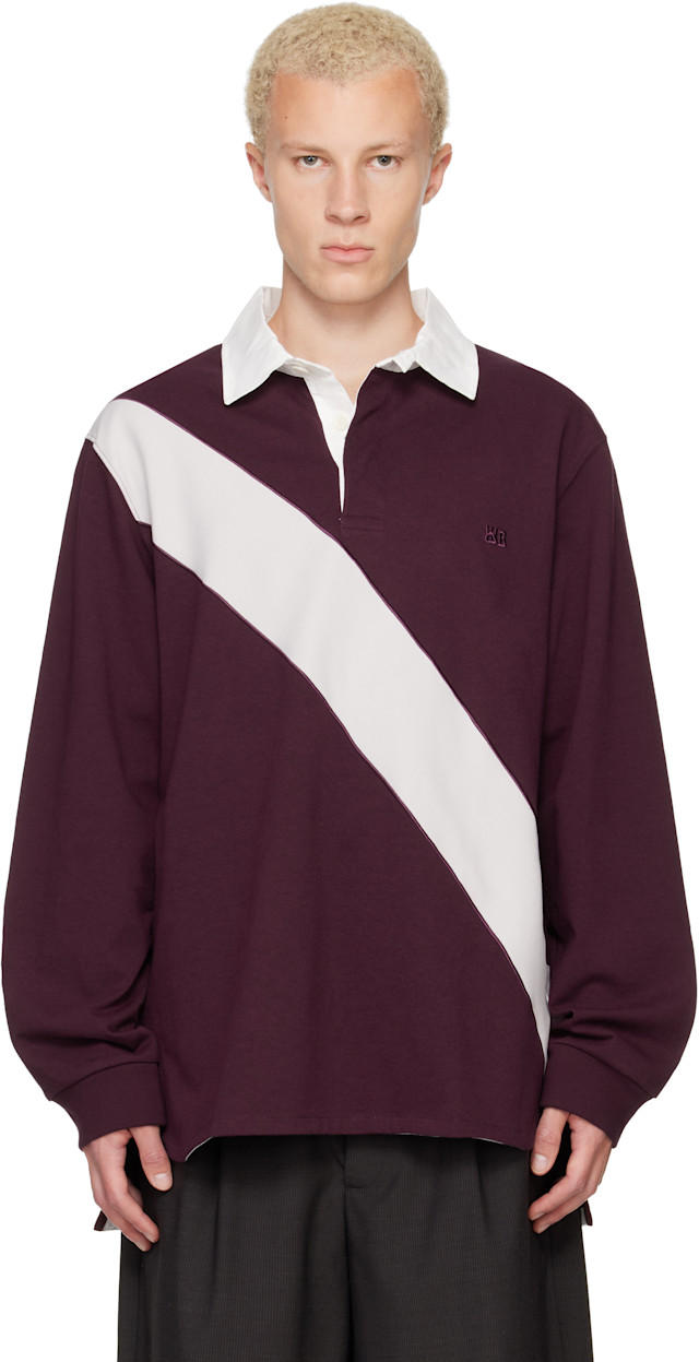 Wales Bonner: Burgundy Prism Rugby Polo | SSENSE