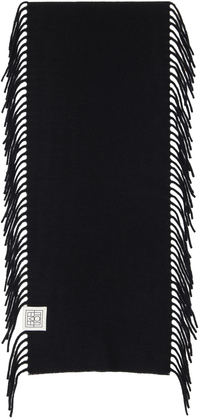 TOTEME: Black Cashmere Tassel Scarf | SSENSE