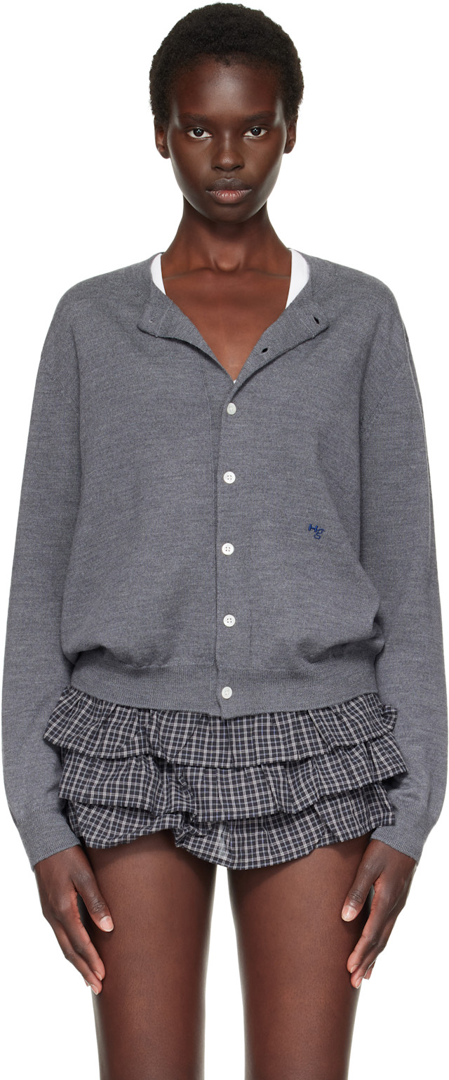 HommeGirls: Gray Crew Cardigan | SSENSE