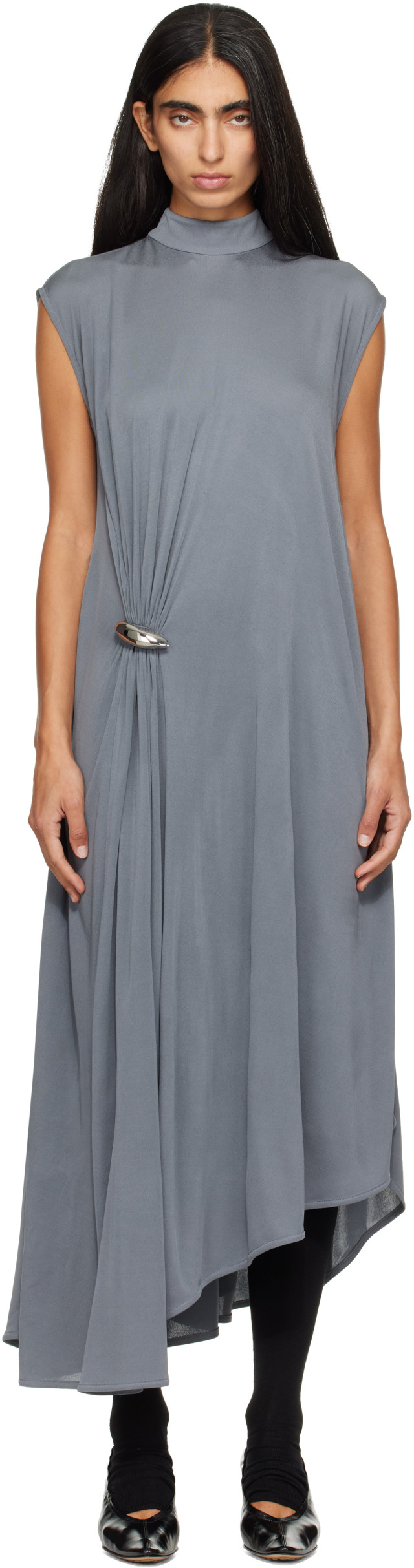 grey bottega dress dupe Veneta: Gray Crepe Viscose Jersey Maxi Full Zip Vest