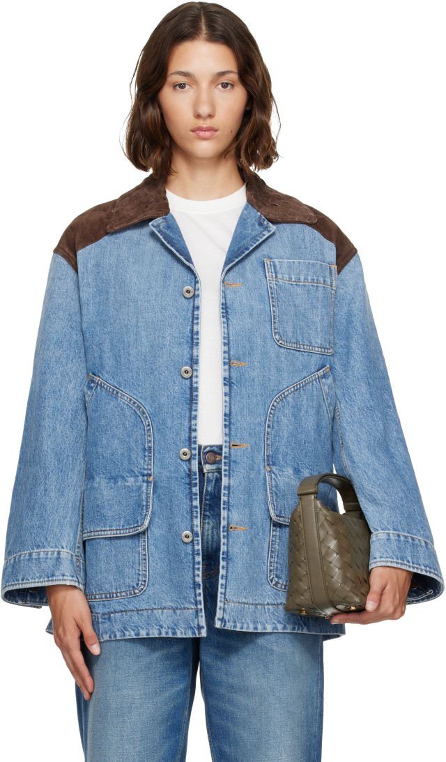 Bottega Veneta Denim jacket Gジャン　44 Bottega Veneta: Blue Vintage Denim Jacket | SSENSE