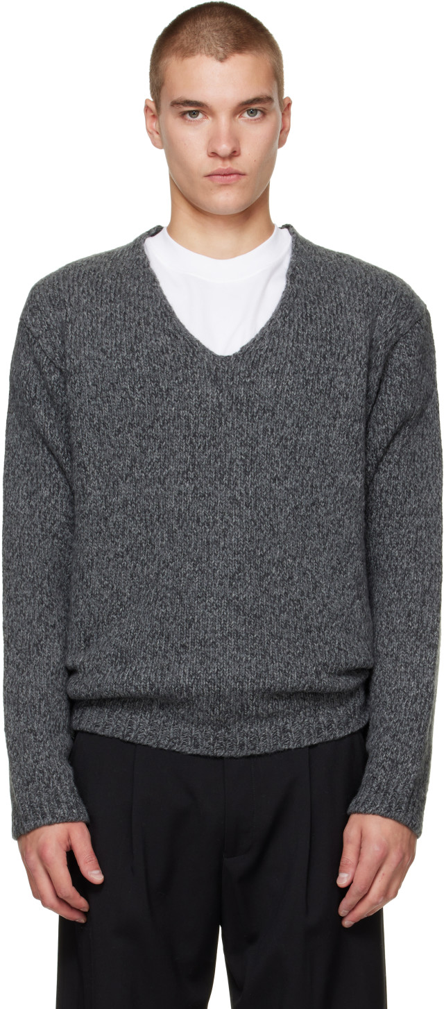 OUR LEGACY: Gray Link V-Neck Sweater | SSENSE